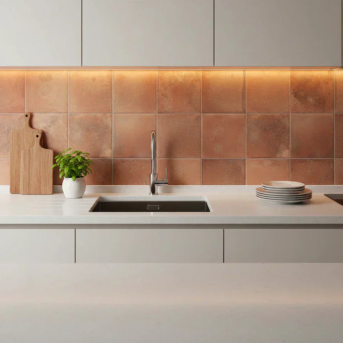What colour goes with terracotta?