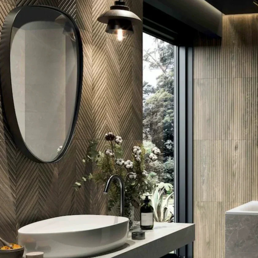 Wood effect bathroom tile
