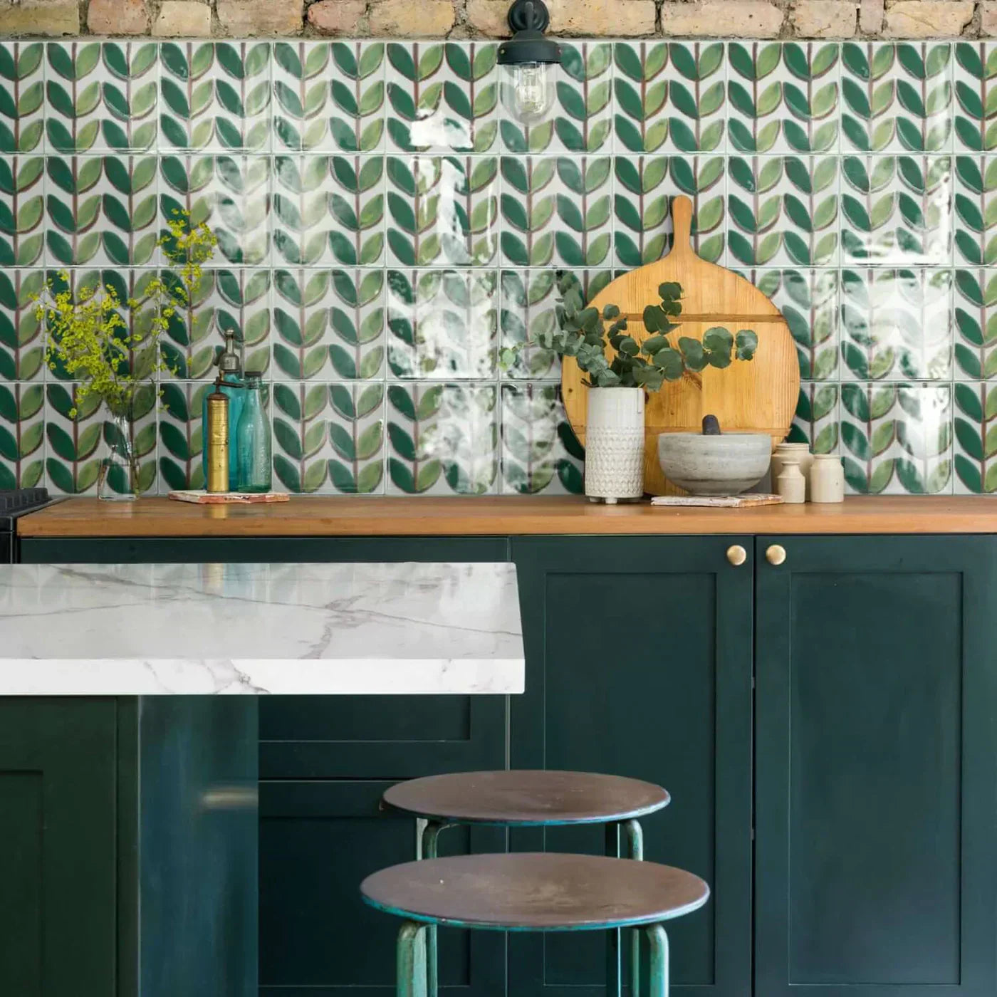 Green wall tiles