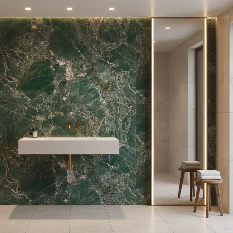 Green marble tiles