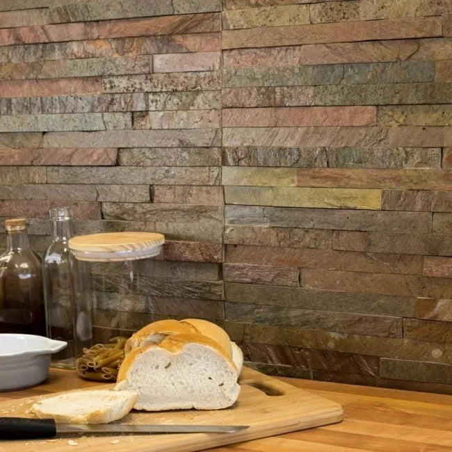 Split face slate tiles