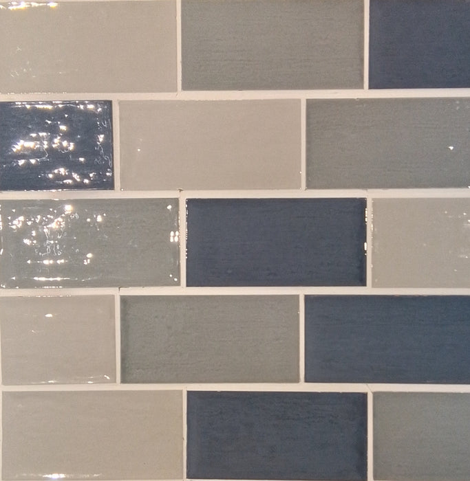 Dorset Rustic Mix Blue ceramic gloss 75x150x8mm