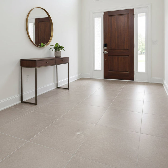 FIRMFIT Rigid Core Pre-Grouted Tiles Riven Beige Stone LT 4030 Luxury Vinyl Flooring 405 X 810 mm
