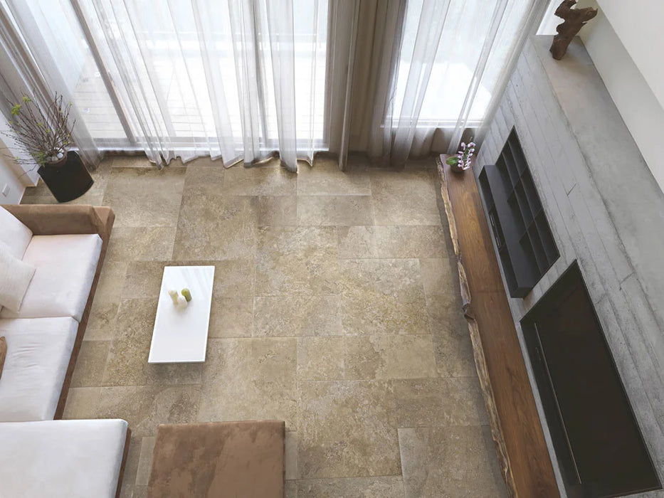 Arezzo Brown Porcelain Floor Tiles cut sample