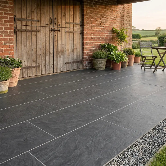 Black Matt Outdoor Porcelain Patio Tiles 60x90x2cm