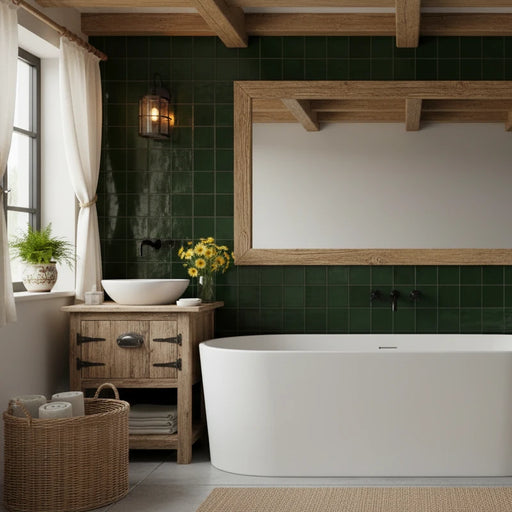 Bottle Green Zellige style tiles Wall Tiles 32x62.5cm