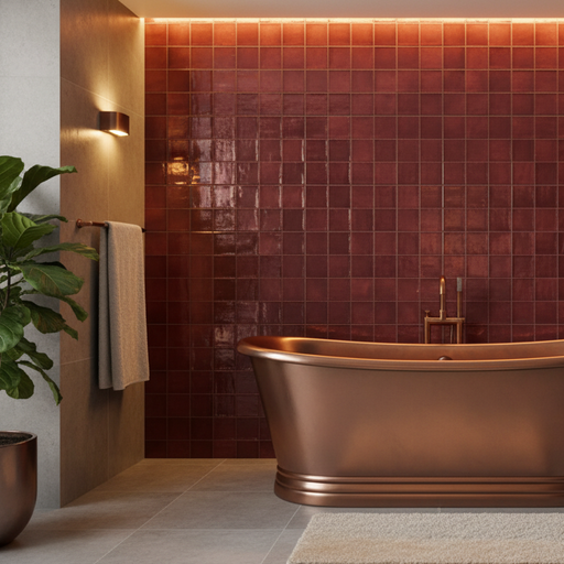 Burgundy Red Zellige style tiles Wall Tiles 32x62.5cm