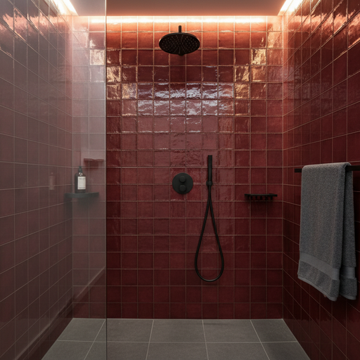 Burgundy Red Zellige style tiles Wall Tiles 32x62.5cm