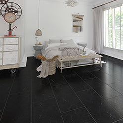FIRMFIT Rigid Core Pre-Grouted Tiles Black Marble XT 8053 Luxury Vinyl Flooring 405 X 810 mm
