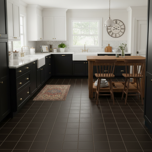 Cathedral Classic Victorian Black quarry tiles 15x15cm