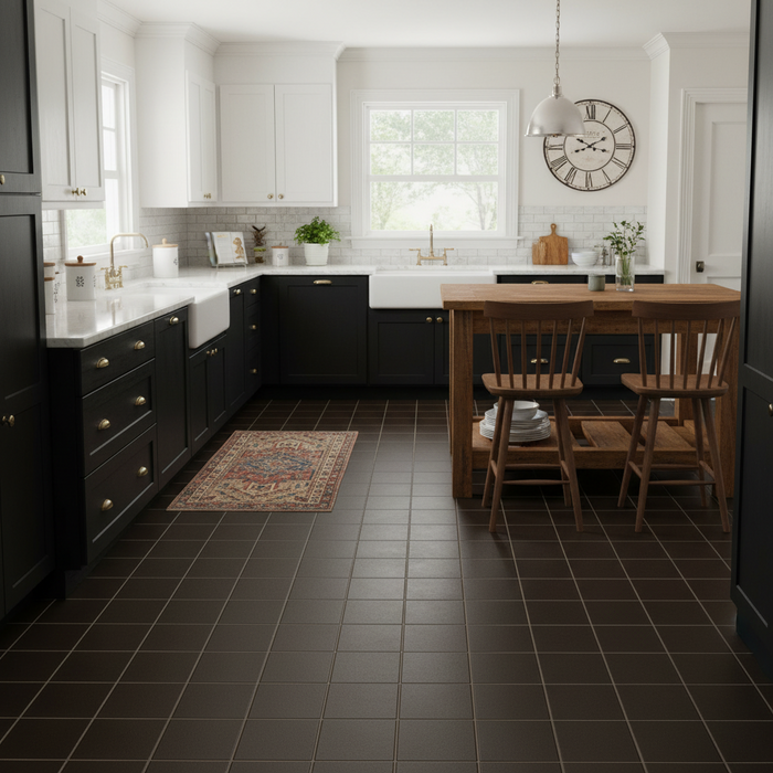 Cathedral Classic Victorian Black quarry tiles 15x15cm