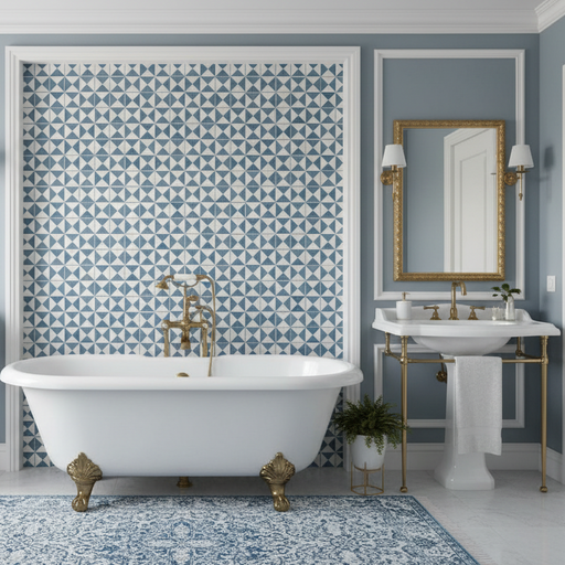 Craft blue pattern tiles 22x22cm