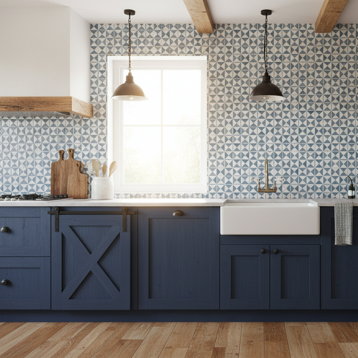 Craft blue pattern tiles 22x22cm