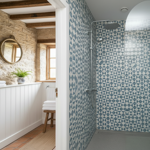 Craft blue pattern tiles 22x22cm