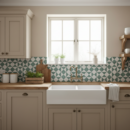 Craft green pattern tiles 22x22cm