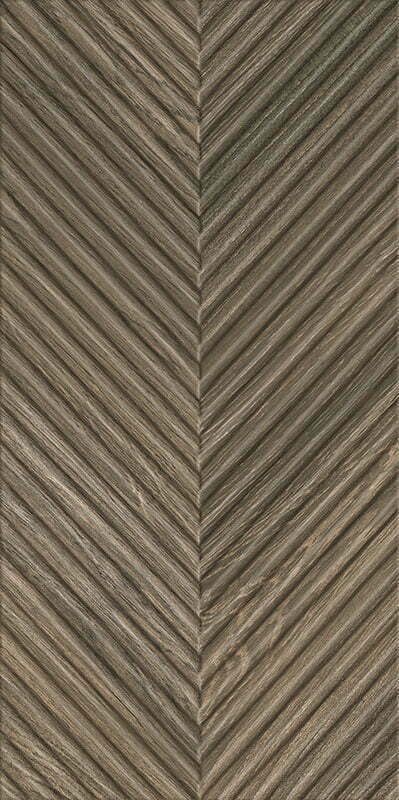 Drewno Brown Ceramic Tiles Lines and Chevron 59x8x29.8cm