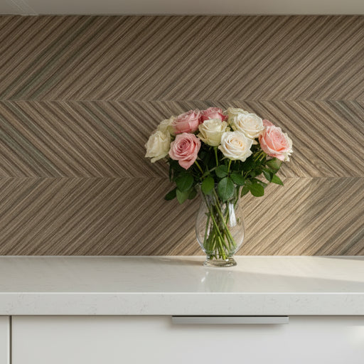 Drewno Brown Ceramic Tiles Lines and Chevron 59x8x29.8cm