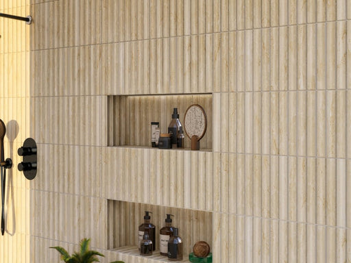 Flutessa Marble Beige Fluted Porcelain Tiles 230x115x8.5mm