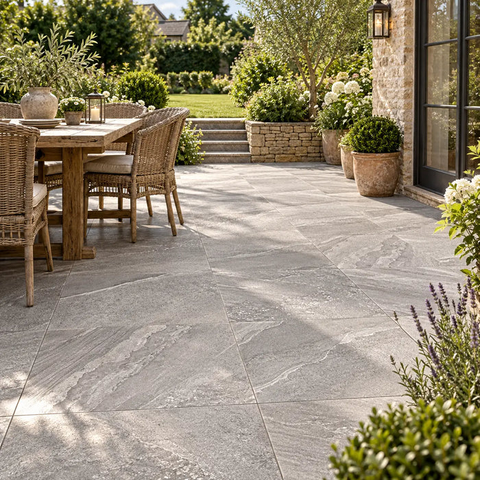 Arian Outdoor Grey Stone Effect Floor Tiles 60x60cm