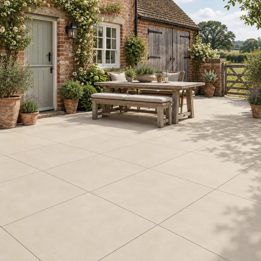 Makira Outdoor Cream Concrete Effect Floor Tiles 60x60cm