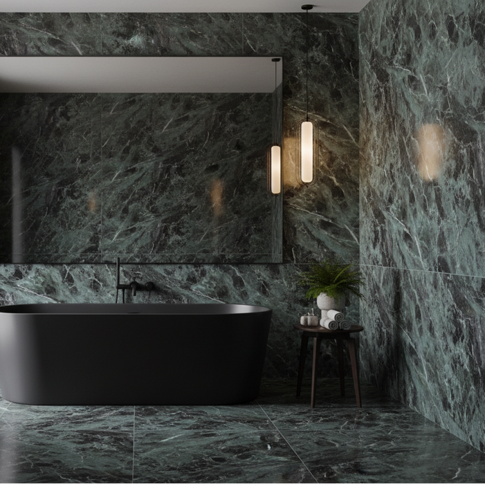 Green marble gloss porcelain tiles 60x120cm