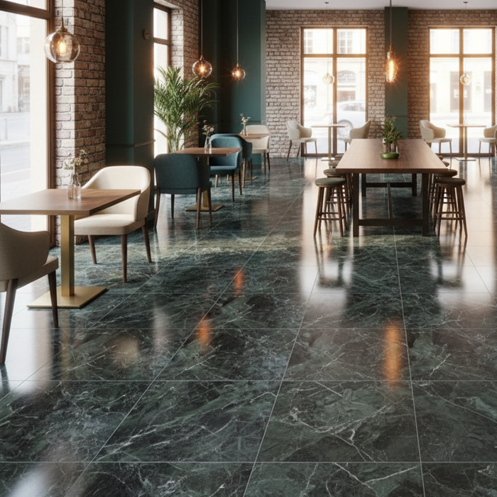 Green marble gloss porcelain tiles 60x120cm