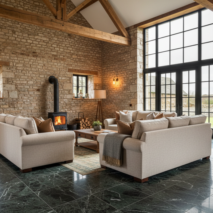 Green marble gloss porcelain tiles 60x120cm