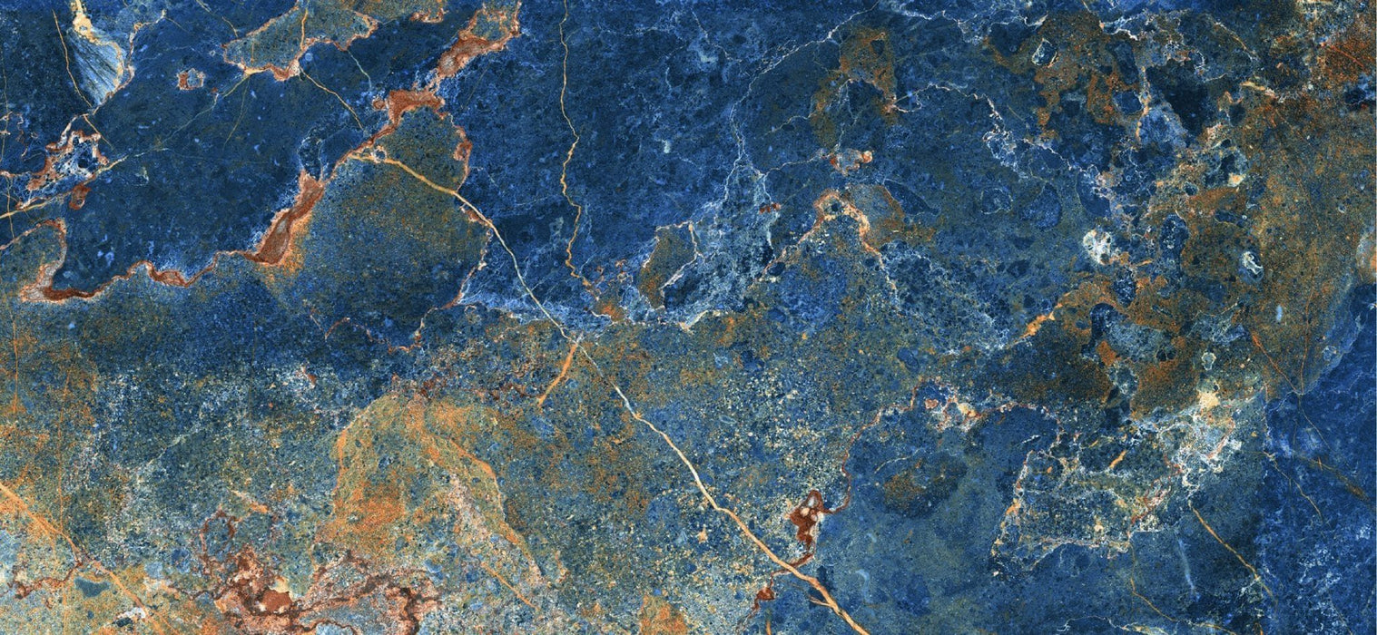 Icaro Blue Gloss Marble Effect Tiles 600x1200mm