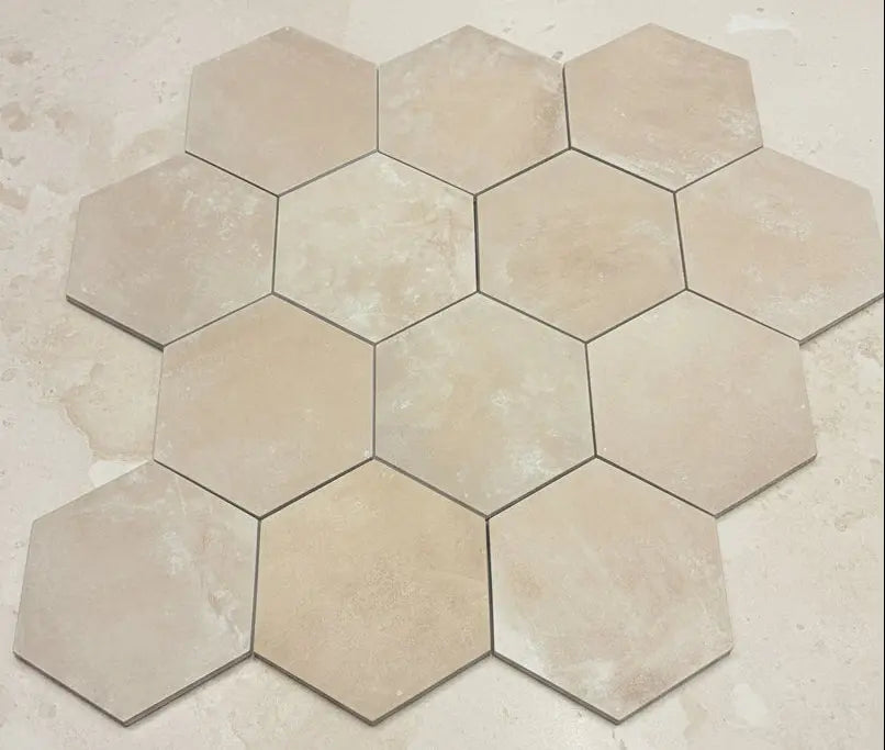 Hexagonal Aged Terracotta Esagona Crema Tiles