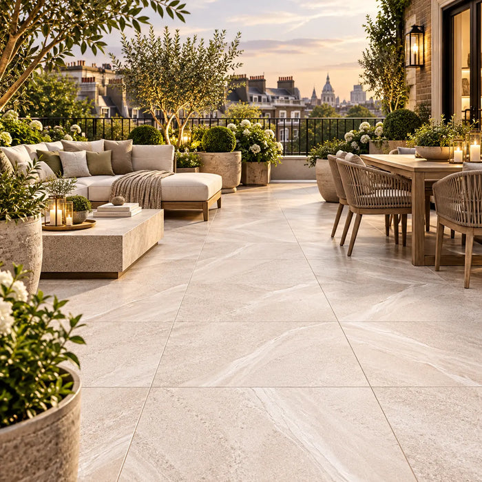 Arian Outdoor Beige Stone Effect Floor Tiles 60x60cm