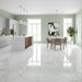 Matera White Gloss Large Format Marble Effect Porcelain Tiles 90x90cm