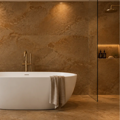 Metallico Iron Copper Brown Porcelain Tiles 60x120cm feature wall