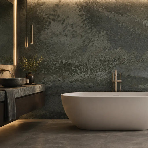 Metallico Iron Copper Grey Porcelain Tiles 60x120cm feature wall