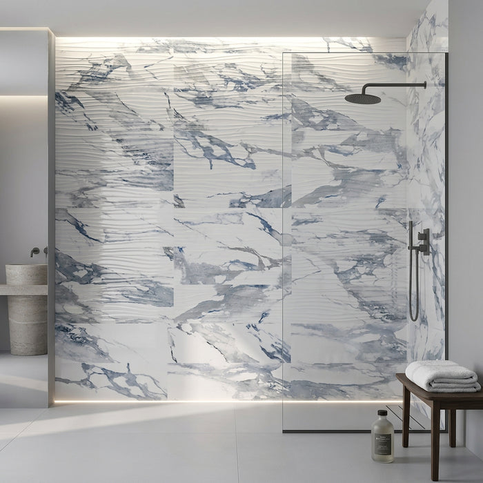 Ocean Blue Marble gloss porcelain tiles