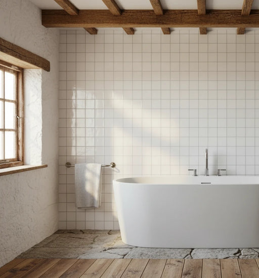 Rustic White Zellige style tiles Wall Tiles 32x62.5cm