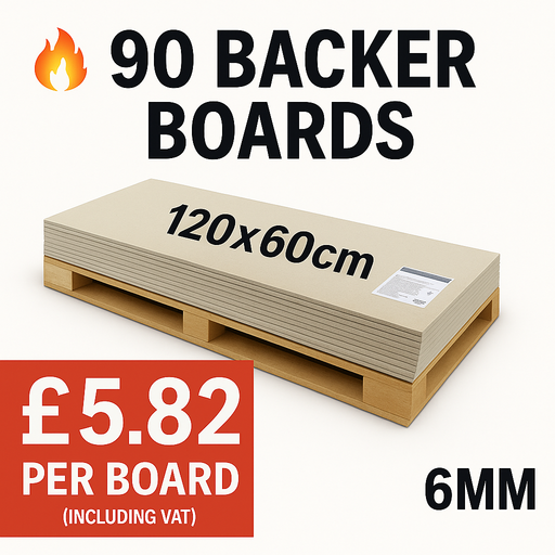 Pro-Backer Fibre Cement Backer Board 60x120cm, 6mm, 90 boards pallet deal