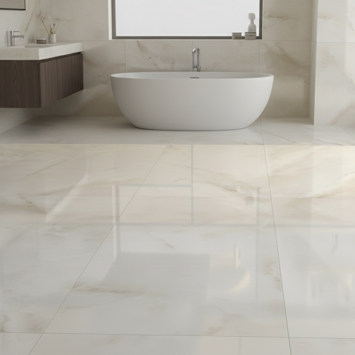 Sardonyx White Gloss Large Onyx Porcelain Tiles 90x90cm