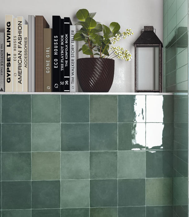 Zellige Green Wall tiles 13x13cm