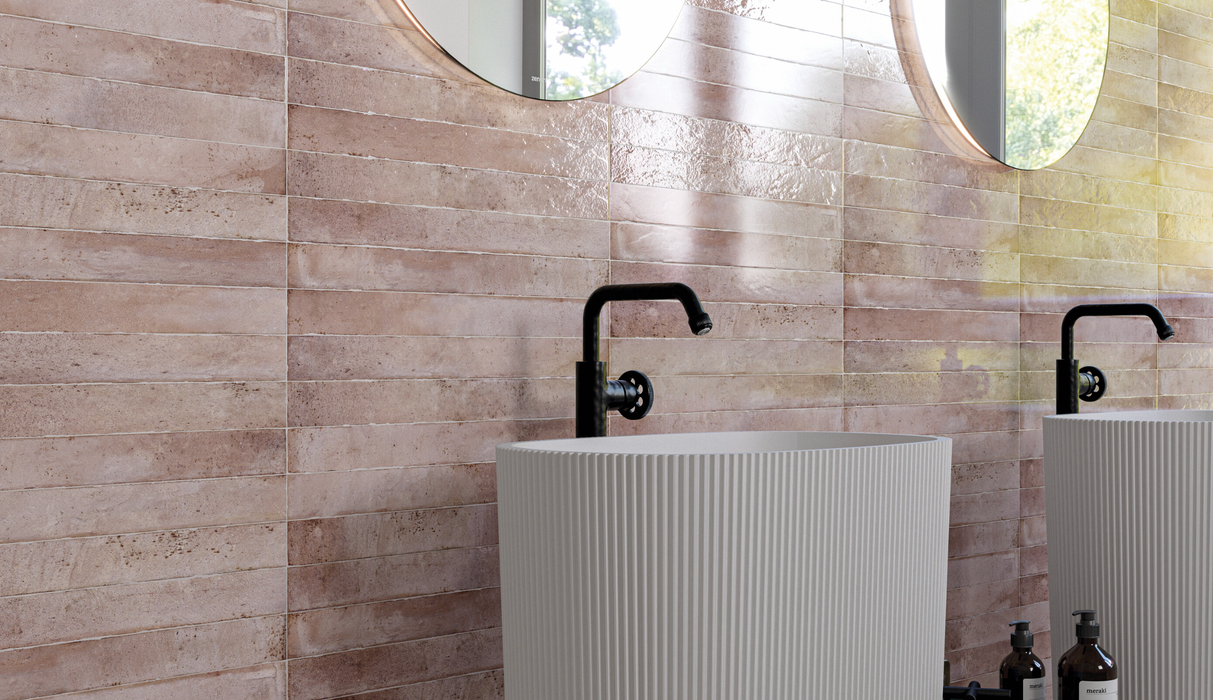 Genesi Pink Brillo Porcelain Tiles 4.8x45x0.8cm