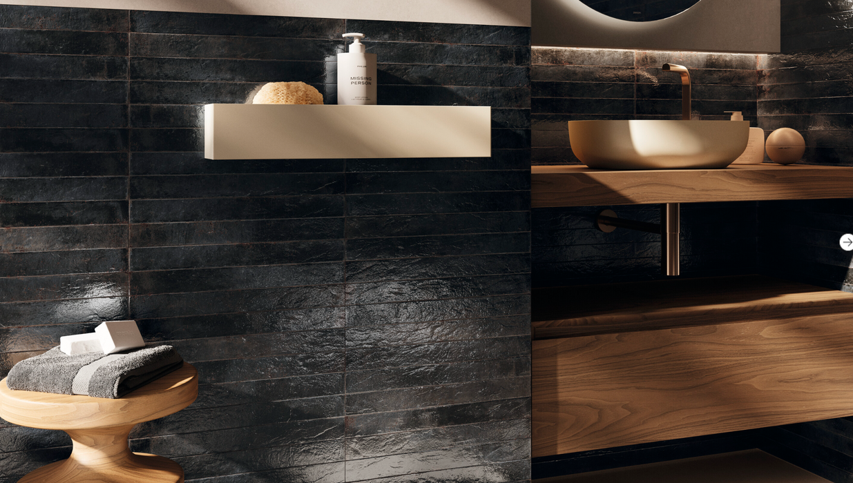 Genesi Anthracite Brillo Porcelain Tiles 4.8x45x0.8cm