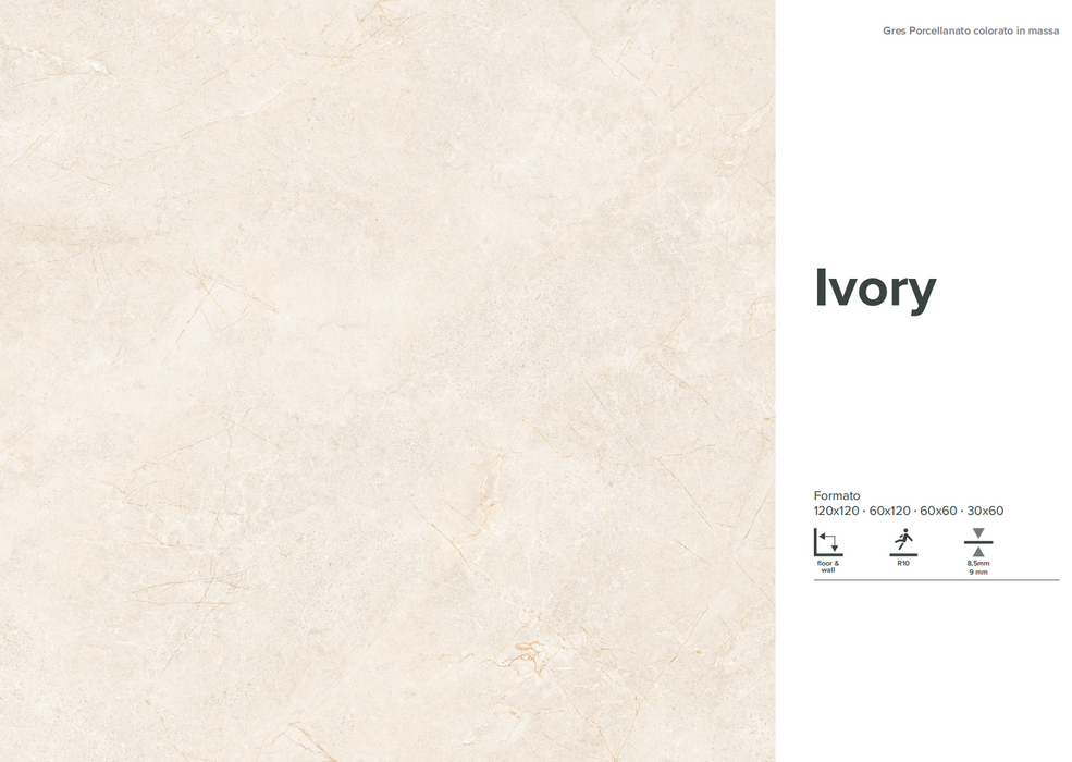 Moonlight Ivory porcelain tiles 60x60cm and 60x30cm