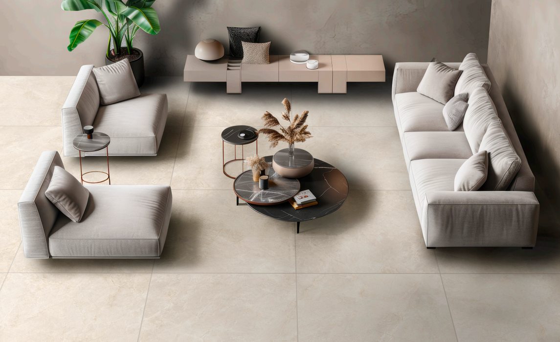 Moonlight Ivory porcelain tiles 60x60cm and 60x30cm