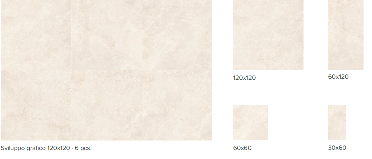 Moonlight Ivory porcelain tiles 60x60cm and 60x30cm