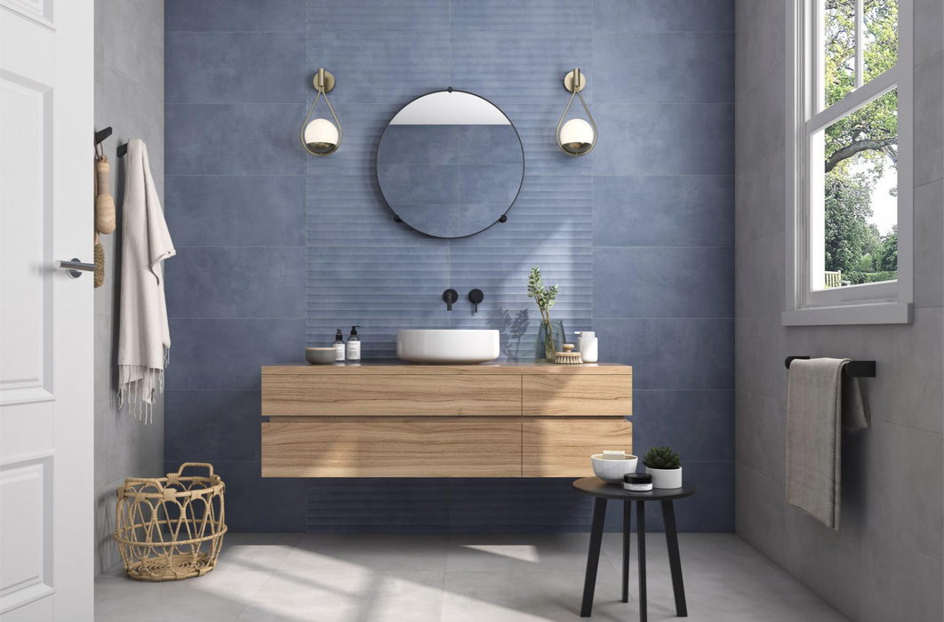 Eleganza blue matt wall ceramic tiles 33.3x100cm