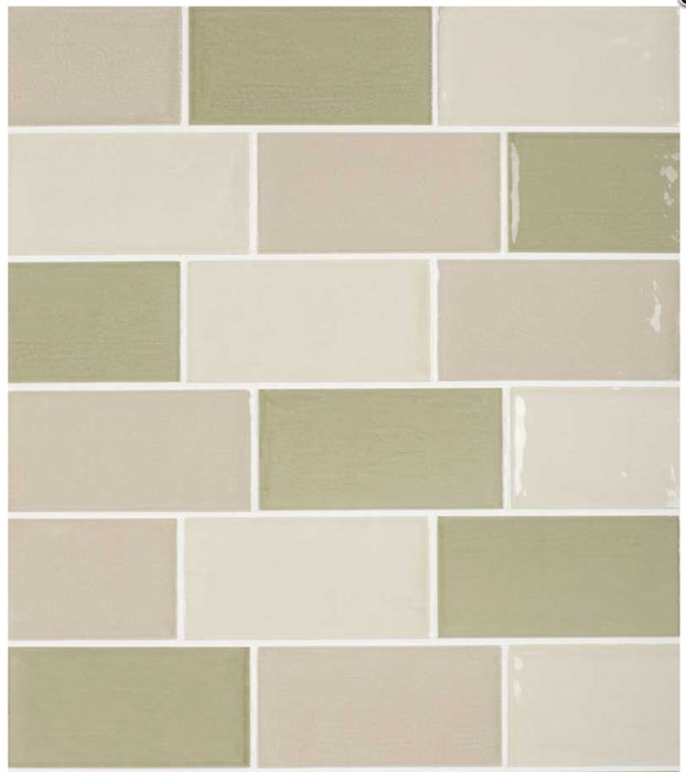 Dorset Rustic Mix Olive ceramic gloss 75x150x8mm