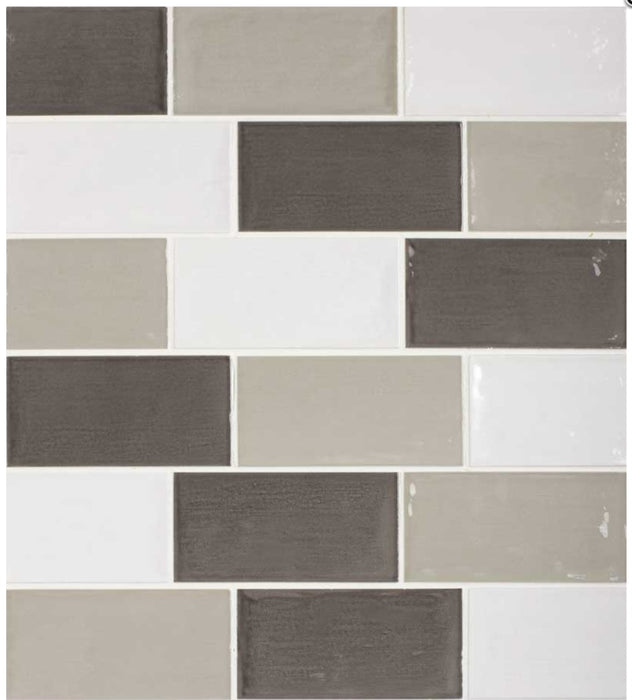 Dorset Rustic Mix  Anthracite ceramic gloss 75x150x8mm