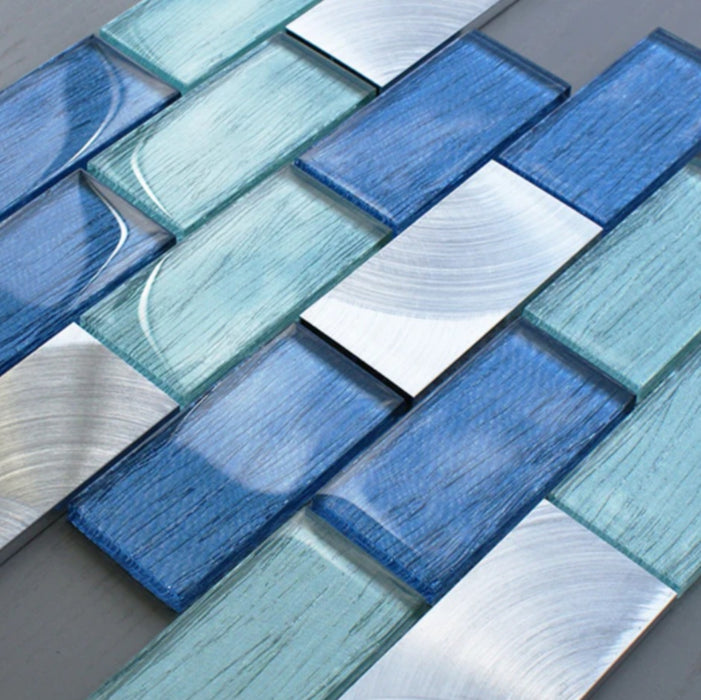 Portland Blue Brick Mosaic Wall 350x300x8mm