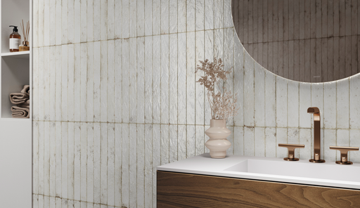 Genesi White Brillo Porcelain Tiles 4.8x45x0.8cm