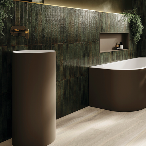 Genesi Green Brillo Porcelain Tiles 4.8x45x0.8cm