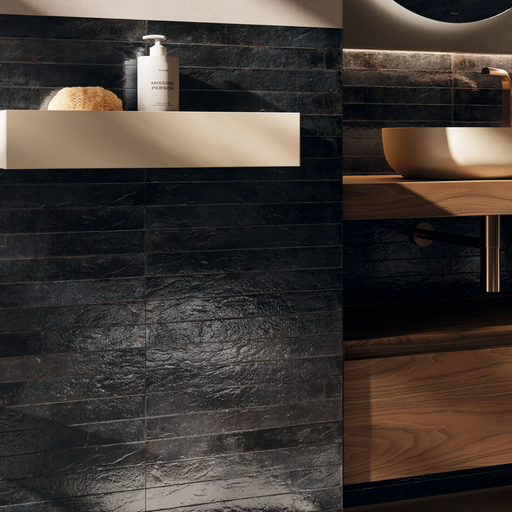 Genesi Anthracite Brillo Porcelain Tiles 4.8x45x0.8cm